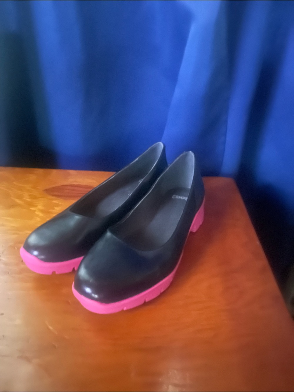 Camper Black Platform Pumps with Pink Sole